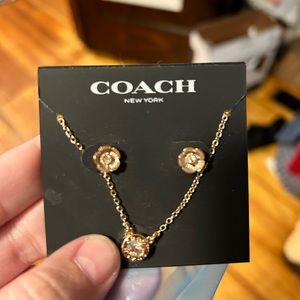 Coach gold earrings and necklace